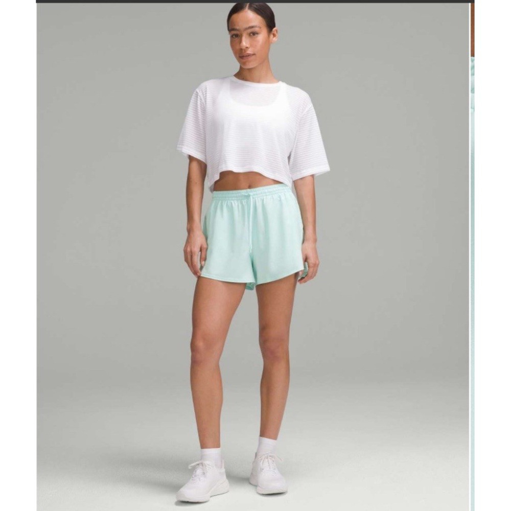 Lululemon Lightweight High-Rise Relaxed Short 3" Long Liner Ideal Mint/WT Size 8